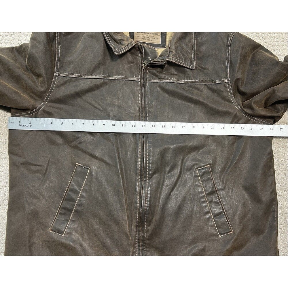 Mens Columbia Bomber Biker Jacket Size Large Distressed Oil Cloth Cotton Y2K VTG - Picture 10 of 12